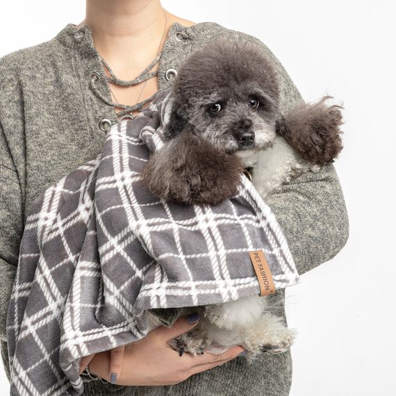 Плед Pet Fashion Bliss 2 для собак і котів плюш сірий картатий 70,5х94 см | Зображення 5
