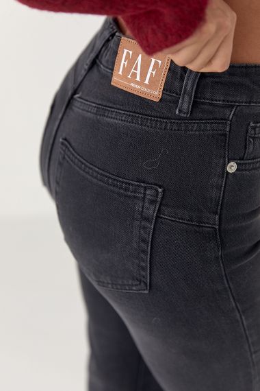 Жіночі прямі джинси з високою посадкою - чорний цвет, 40р (є розміри) | Зображення 3