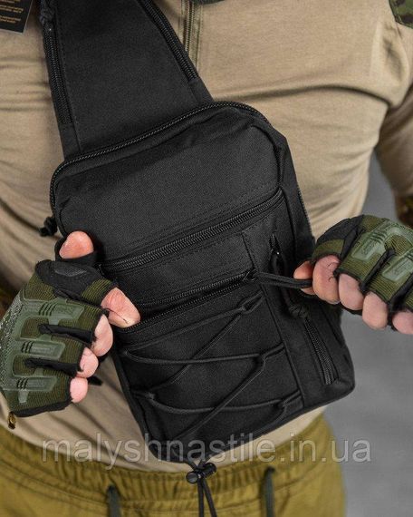 Сумка-слинг тактическая с одной лямкой SILVER KNIGHT  black  ВТ6747 | Зображення 4