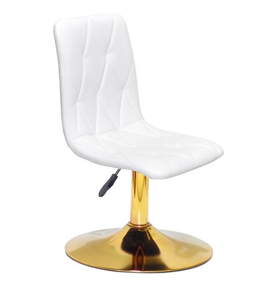 Стілець Melvin (Fred) GD-Base, на золотій круглій нозі-опорі, з регулюванням висоти, м'яке сидіння екошкіра кольору білий