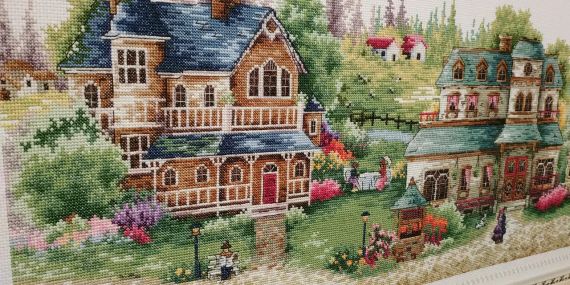 Набір для вишивання за нанесеною на канву схемою  "European town".AIDA 14CT printed , 174*36 см | Зображення 6