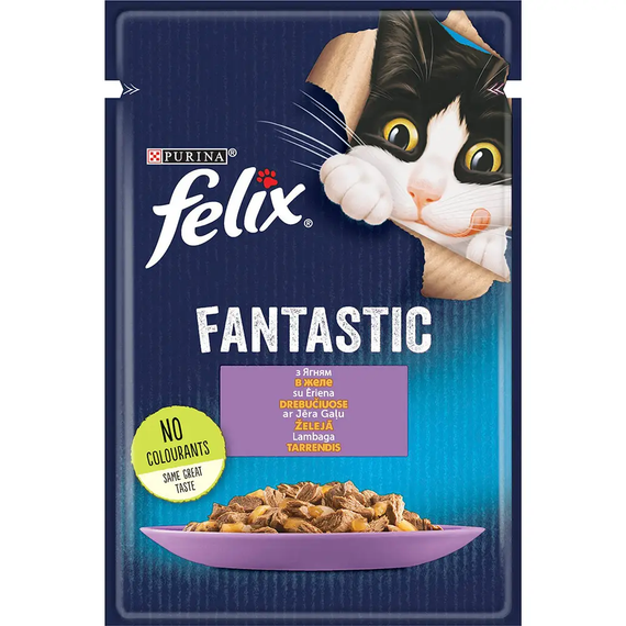 Вологий корм павуч Purina Felix Sensations Sauces для котиків з ягням, 85г