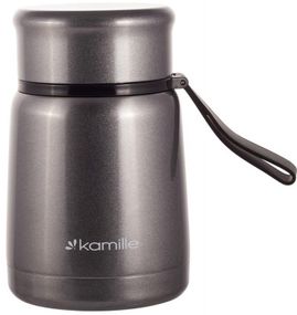 Термос харчовий Kamille Silver, 530мл із нержавіючої сталі, срібний