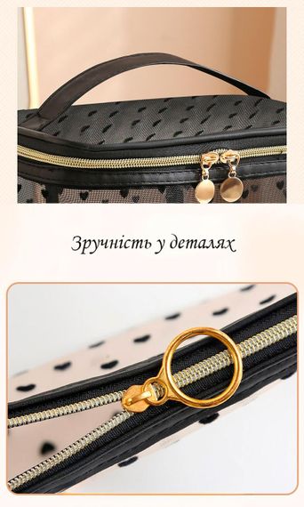 Набір органайзерів-косметичок LoveYouHome прозорих 14х21х14 см та 10х19 см чорний | Зображення 1