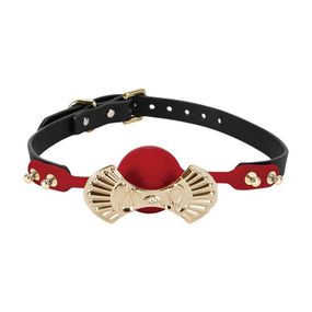 Роскошный силиконовый кляп Zalo Silicone Ball Gag Red, кристалл Swarovski, кожаный ремешок sexstyle