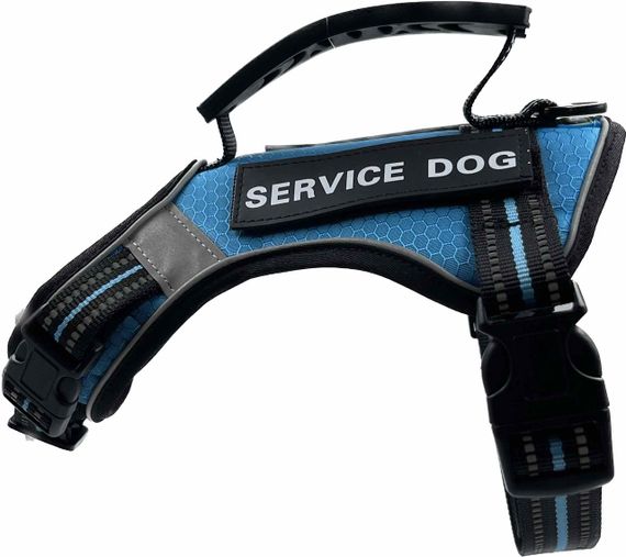 Шлейка для собак Service Dog S, M, L, XL, Голубая, Шлей для собак, Нагрудник для средних пород | Зображення 3