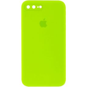 Чехол Silicone Case Square Full Camera Protective (AA) для Apple iPhone 7 plus / 8 plus (5.5") Салатовый / Neon green