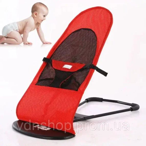Шезлонг-гойдалка для новонароджених з ременями безпеки LullaRock Red