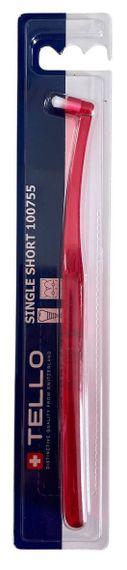 Монопучкова зубна щітка Tello Short Ultra Soft Single, d 0.10 mm, червона