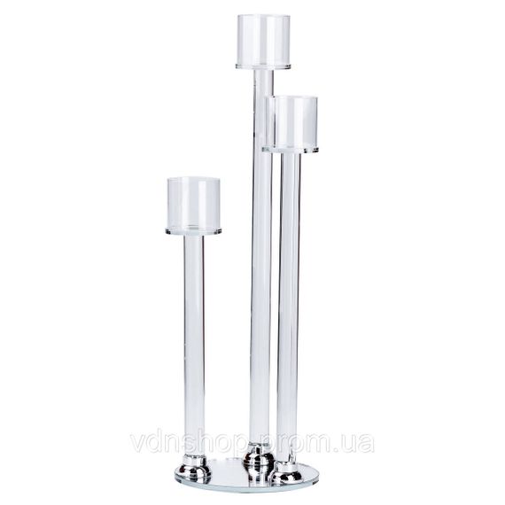 Подсвечник на 3 свечи стеклянный 36.5/47.0/56.5 см HP36564 | Зображення 1