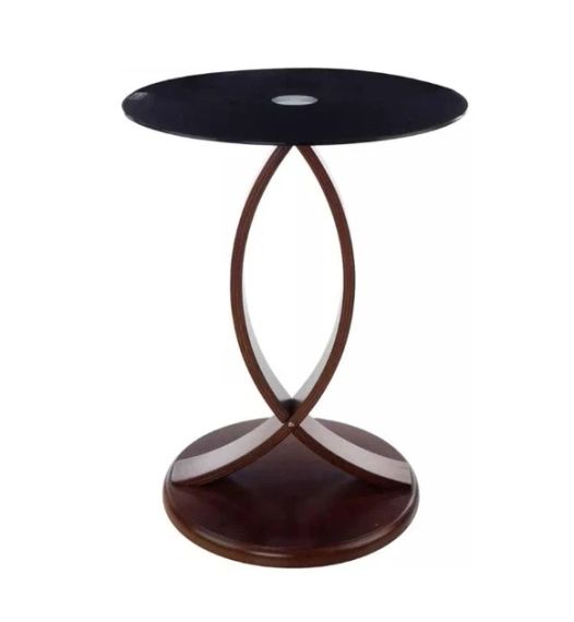 Столик стеклянный круглый Onder Mebli 6579014 с изогнутой деревянной основой | Зображення 2