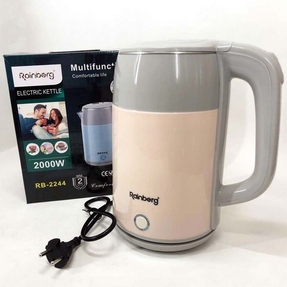 Электрочайник дисковый Rainberg RB-2244 2000 Вт 2л, стильный электрический чайник. WU-672 Цвет: розовый | Зображення 3