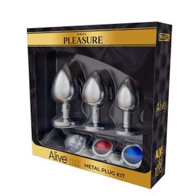 Набор металлических анальных пробок Alive Metal Plug Kit, диаметр 3,2 см / 3,5 см / 4,1 см Sex Aura