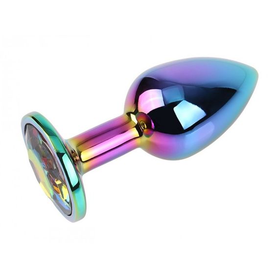 Анальна пробка із кристалом Chisa Matrix Mont Rainbow Gem, металева, різнокольорова, 7 х 2.7 см Sex Aura
