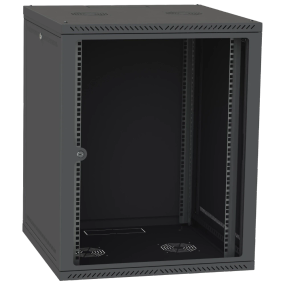 IPCOM 15U 600x600 Шафа телекомунікаційна двері скло (чорна) - Серверні шафи