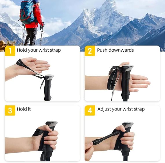 Складная треккинговая палка HUGSEE для женщин и мужчин, алюминиевые, EVA ручка, чехол и аксессуары | Зображення 2