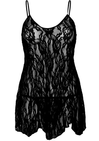 Сорочка беби-долл Leg Avenue Rose Lace Flair Chemise Black, One Size | Зображення 2