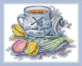 Набір для вишивання за нанесеною на канву схемою "Dutch teacup". AIDA 14CT printed, 27*21 см