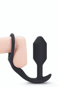 Анальна пробка з ерекційним кільцем Snug & Tug B-Vibe, силіконова, чорна Sex Aura