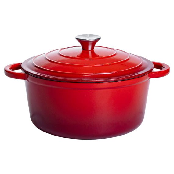 Каструля чавунна емальована 5 л, червоний Yiwu HP-FLG-2 RED
