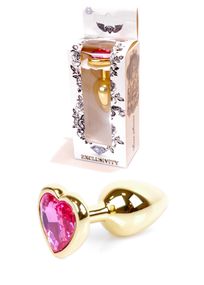 Анальна пробка B - Series HeavyFun Jewellery Gold Heart Plug, рожеве серце