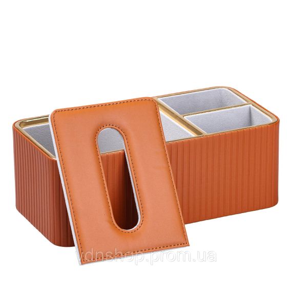 Салфетница на стол из эко-кожи с двумя отделениями 27 х 13.5 х 10 см Коричневый HPDY9291BR | Зображення 3
