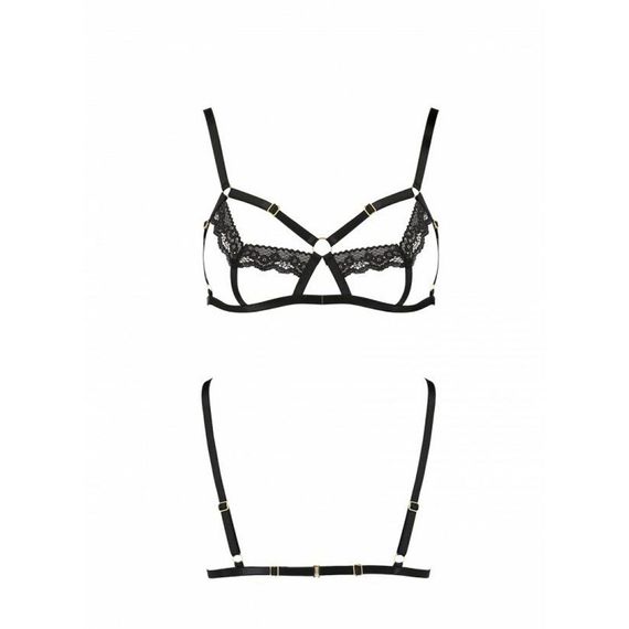 Бюстгальтер-стрепи з мереживом Passion Exclusive SOLON BRA XXL/XXXL, black, трусики в комплекті | Зображення 4