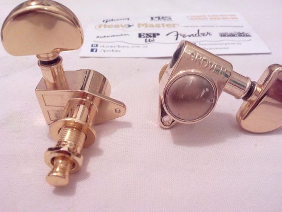 Колки для электрогитары и акустической гитары 3L+3R Grover золотистые | Зображення 2