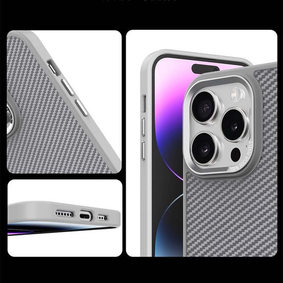 Чохол TPU+PC Carbon Mirage with MagSafe для Apple iPhone 15 Pro Max (6.7") Grey | Зображення 3