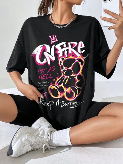 Футболка жіноча з принтом повсякденна L Чорний