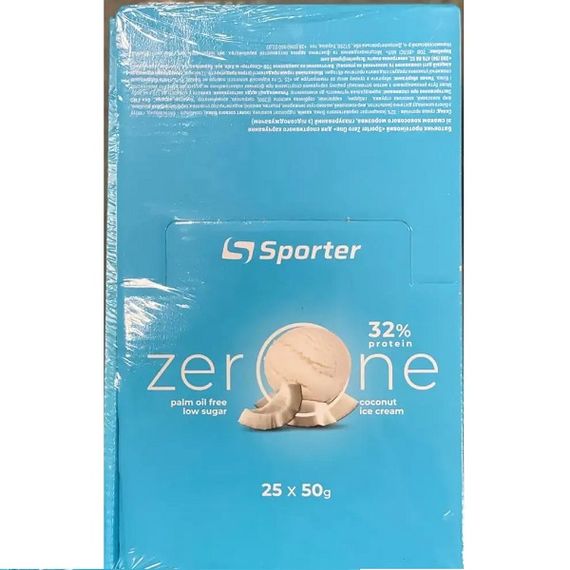 Протеїновий батончик Sporter Zero One 25 х 50 g Coconut Ice Cream