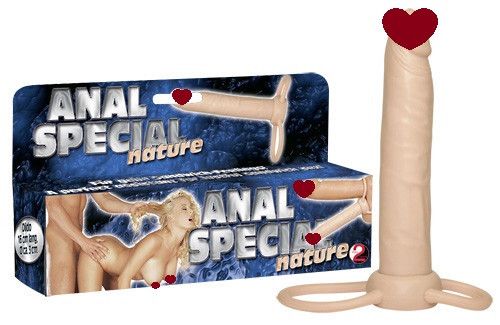 Кільце з дильдо для стимуляції ануса (телесний) Sex Aura