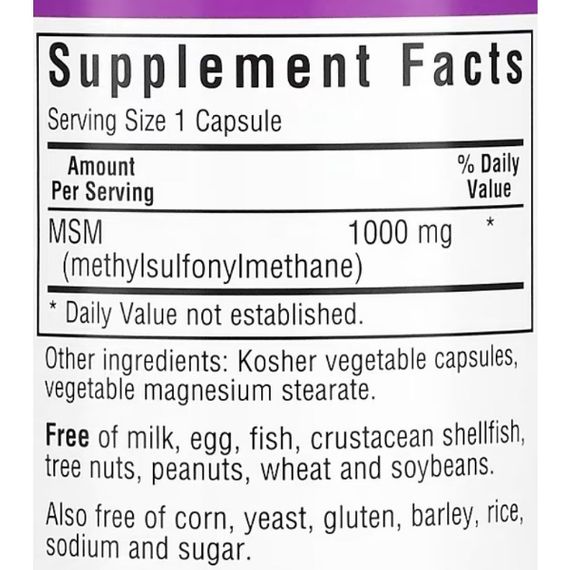Препарат для суглобів та зв'зок Bluebonnet Nutrition MSM 1000 mg 60 Veg Caps | Зображення 1