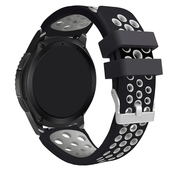 Спортивний ремінець з перфорацією для годинника Samsung Galaxy Watch 46 mm SM-R800 - Black&Grey | Зображення 1
