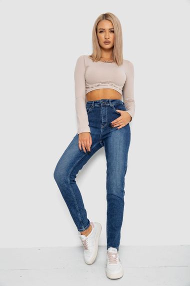Джинси жіночі Mom-fit стрейч, колір синій, 244R1143 | Зображення 1