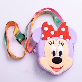 Дитяча силіконова сумка Мінні Маус 15×13×3 (см) через плече Фіолетова HP-55-9V