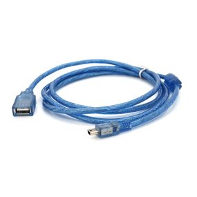 Кабель USB 2.0 AF/Mini-B OTG,1.5m,прозрачный синий
