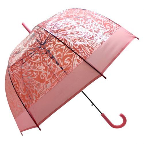 Парасолька напівавтомат, поглиблений купол, d=80 см, довжина: 81 см, 8 спиць, тростина, (РОЖЕВА)