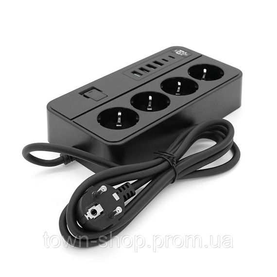 Сетевой фильтр G13, 3000W, 4 Socket + 4 USB 3,2А + 2 Type-C, 2м, Black, Box | Зображення 2