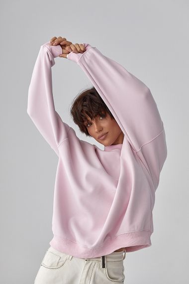 Однотонний світшот з плюшевим начісом - рожевий цвет, ONE SIZE (є розміри)