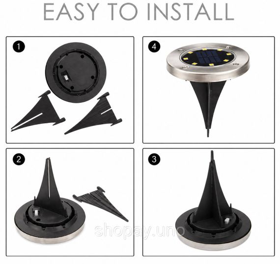 Садовый уличный светодиодный фонарь-подсветка на солнечной батарее Solar Pathway Lights 4шт 7см | Зображення 4