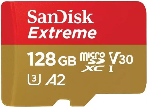 Карта пам'яті SanDisk microSD 128GB C10 UHS-I U3 R190/W90MB/s Extreme V30 + SD (SDSQXAA-128G-GN6MA)