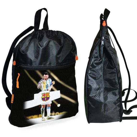 Рюкзак-мешок для обуви,спортивной формы Лионель Месси детская сумка для сменки с расширителем (01337)