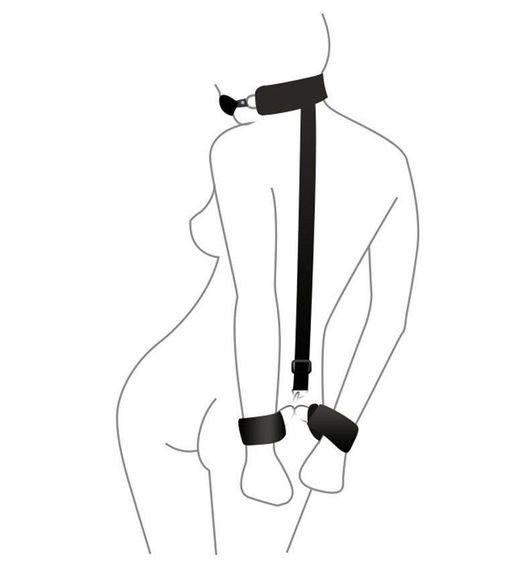 Кляп з пластиковою кулею та наручниками Art of Sex – Handcuffed Gag, чорний Sex Aura | Зображення 1