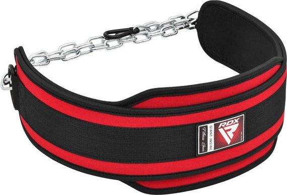 Пояс для обтяжень з ланцюгом RDX PRO DIPPING BELT 2 LAYER  неопреновий Red | Зображення 1