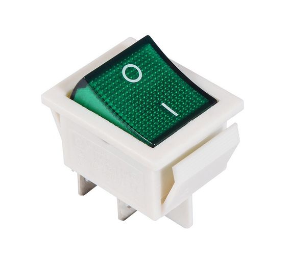 Перемикач KCD2-201N G/W 220V 1 кнопка з підсвічуванням зелений Ny95500769
