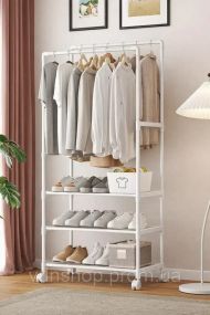 Стійка-вішалка на колесах для речей та взуття 3 яруси (YH9918-3) біла