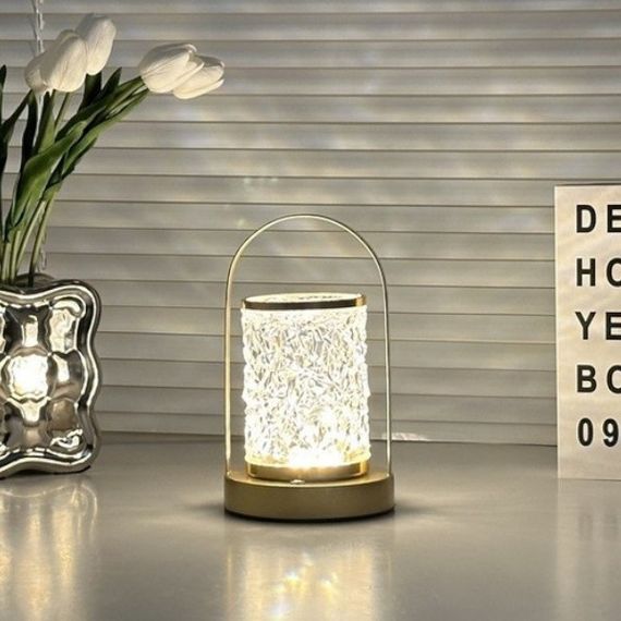 Настільний нічник металевий на батарейках LED D15 Gold