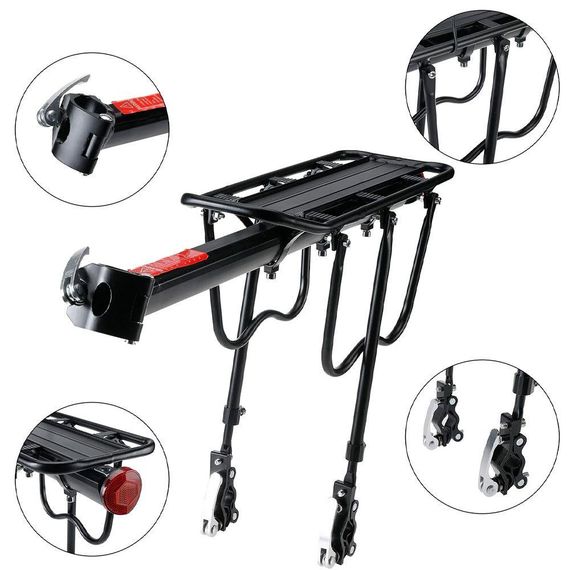 Консольний багажник на велосипед (52,5х13,5х35,5 см), до 50кг / Посилений велобагажник з підпорами | Зображення 2