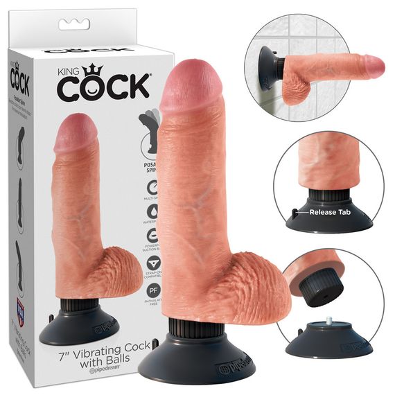 Вібратор King Cock з мошонкою, що знімається, і присоскою (13,3 см) Sex Aura | Зображення 8